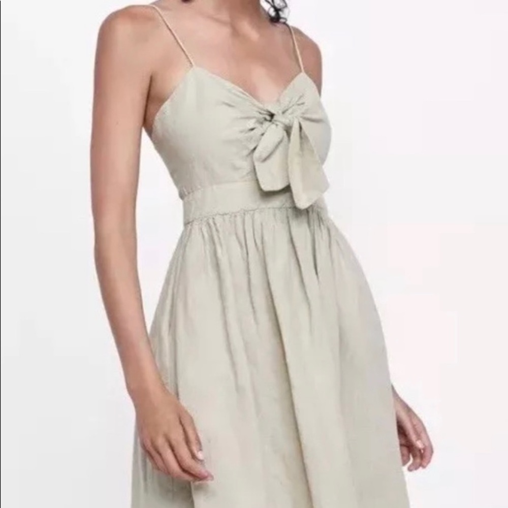Zara Linen Tie Knot Dress